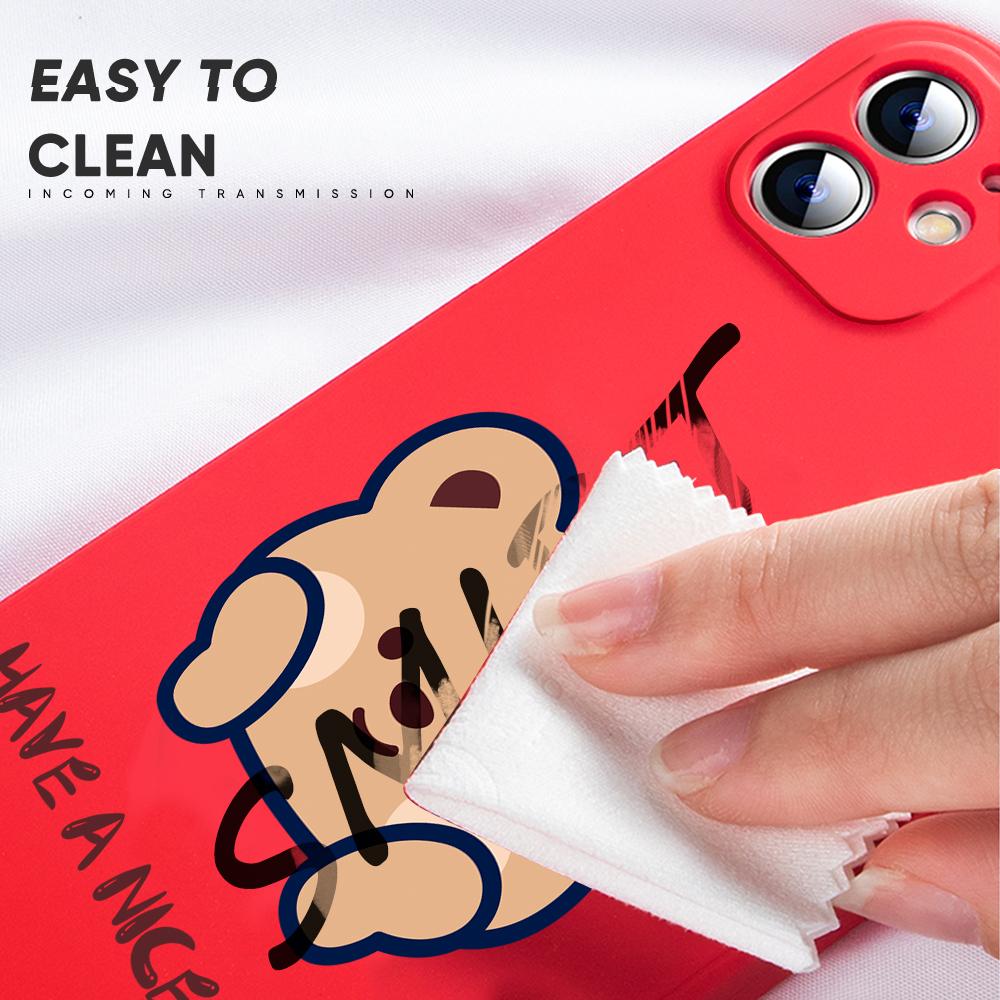 Прекрасный милый чехол для телефона с мультяшным медведем для IPhone 14 13 12 11 Samsung Galaxy S23 S22 A52 A52S, мягкий, полная защита, квадратный жидкий силиконовый чехол