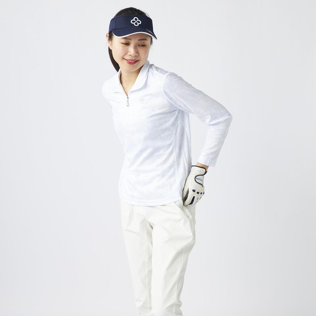 Marie Claire Women's Long Sleeve Half-Zip Shirt, 715572W, Moisture-Wicking, Quick-Drying, UV Protection, White