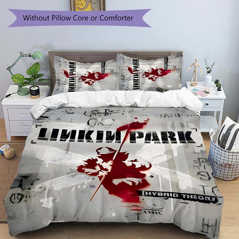 Linkin Park 3pcs Bedding Set Duvet Cover Closure Includes 1 Duvet Cover & 2 Pillowcases for All Seasons Bedroom Home Dorm Decor