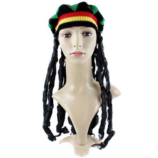 Хэллоуинская шляпа, ямайская шерстяная вязаная шапка, черные дреды, парик, парик с искусственной косой, берет, шляпа в этническом стиле, шляпа в стиле регги