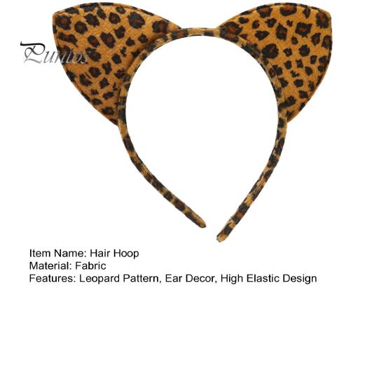 Обруч для волос с леопардовым узором, декор для ушей, повязка на голову для рождественской вечеринки, повязка на голову с изображением животных, тканевый головной убор