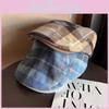 Autumn Winter Checkered Pattern Cap With Short Brim For Men And Women Casual Fashion