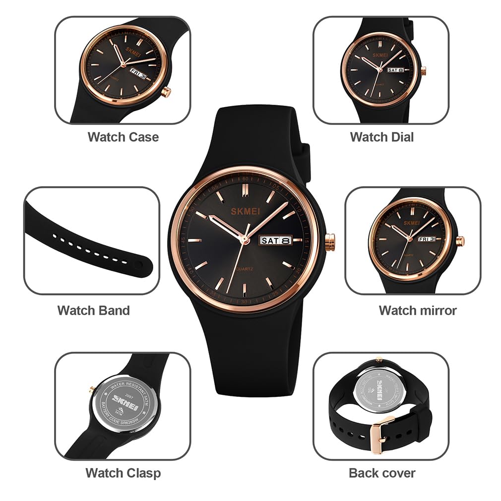 Silicone Waterproof Cute and Stylish and with Date and Day Perfect for High School Pink Women's Wristwatch, Simple, Casual, Display, Students,