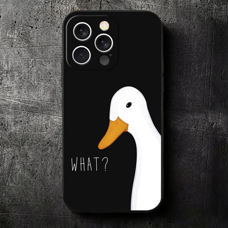 Забавная мультяшная гусь Игра Мягкий чехол для телефона для iPhone 16 16E 17 Air 15 Pro Max 14 Plus 13 Mini 11 12 7 Черная задняя крышка