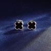 Exquisite Black Agate Clover Stud Earrings for Women Fashion Four Leaf Clover Earrings 925 Silver Earrings Jewelry