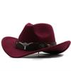 Hat Woolen Jazz Top Hat Bull Head Belt Solid Color Denim Hat