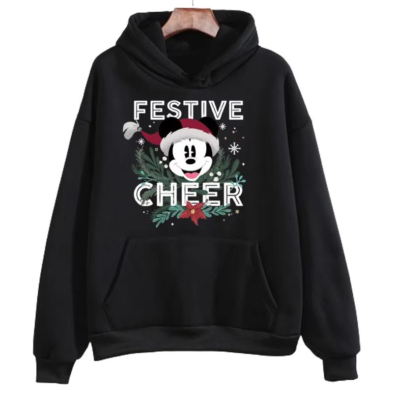 Merry Christmas Cartoon Disney Mickey Mouse Printed Hoodie Harajuku Fashion Men's Autumn Casual Long Sleeve Streetwear Pullover