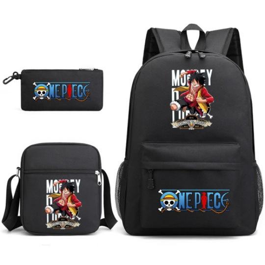 Riman One Piece Backpack 3-Piece Set, Boys And Girls Laptop, Youth Schoolbag, Messenger Bag, Pencil Bag.