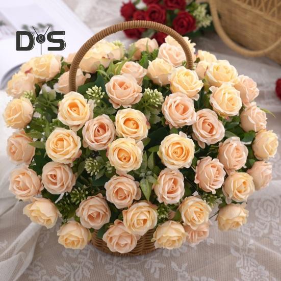 Eco-friendly Artificial Flower 10 Heads Attractive Single Branch Simulation Rose Flower Ornament