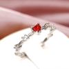 Silve Plated 18K Gold Zircon Red Love Heart Rings for Women Party Wedding High Quality Vintage Fine Jewelry