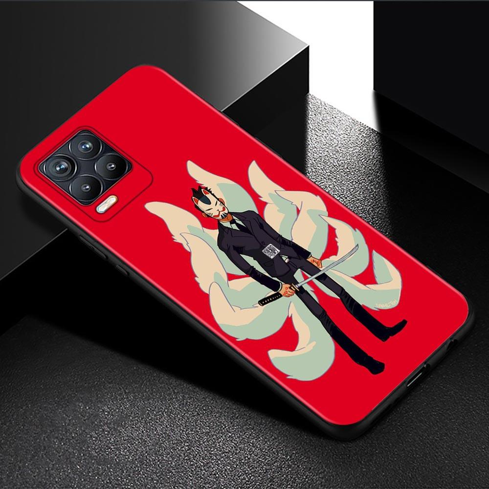 Чехол для телефона Oppo Realme GT 8 7 6 5 Pro C3 C11 C21 C21Y C20A XT X7 X50 Pro, ультра силиконовый чехол, черная оболочка, аниме, маска лисы