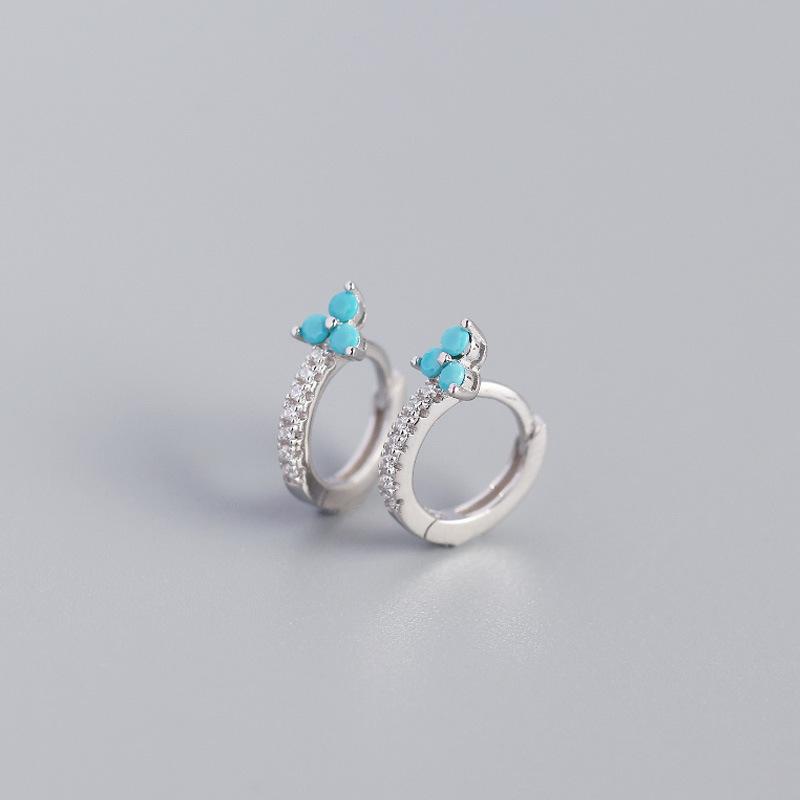 Fashion Jewelry Clover Luxury Zircon Earrings 925 Sterling Silver Earrings 18K Gold Plated Huggie Hoop Earring for Women