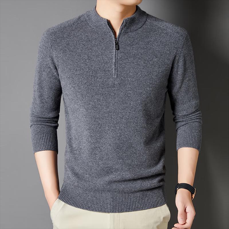 Men's Zipper Stand-Collar Pullover Knit Sweater YTMTST6465