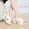 Fashion Summer High Thick Heel Sandals Women Versatile Thick Sole Shoes In Fish Mouth Waterproof Platform One-Button Sandals Fashionable