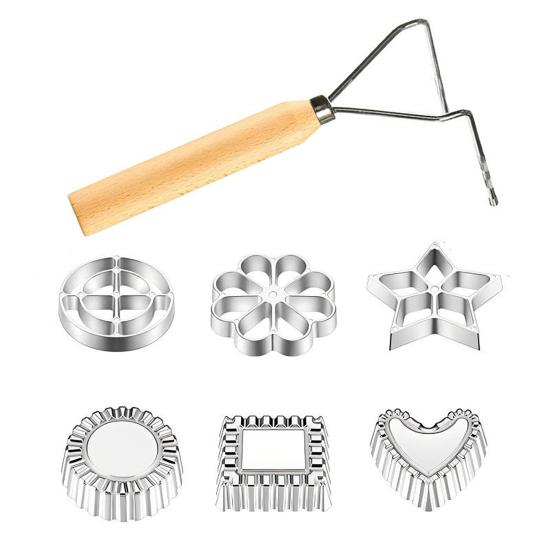 Frying Mold Set with Long Handle Non-Stick Shredded Carrot Shrimp Patty Spoon Waffle Cooking Stamp Cookie Press Mold Stainless Steel Kitchen Baking