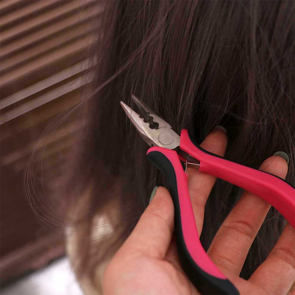 Pink Hair Extension Pliers Capsule Removing Tongs Hair Extension Clamp for Micro Rings/Links/Beads