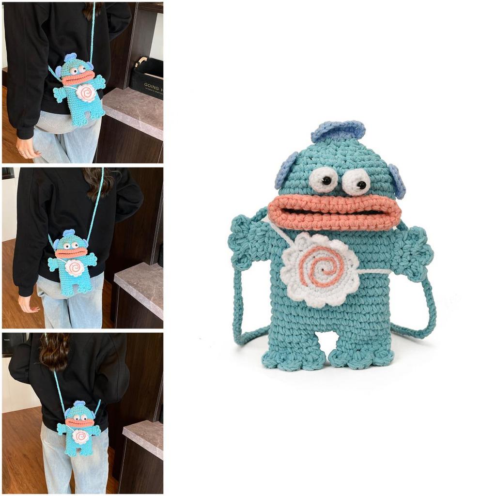 Hangyodon Knitted Fabric Crossbody Small Square Bag For Casual Daily Outfits