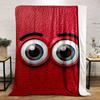 Blue cartoonish eyes on a textured red leather-like background. for all seasons blanket lunch break throw gift