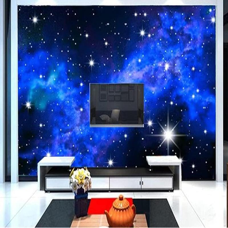 Вселенная Звездное Небо Потолок Настенная Роспись 3D Голубая Галактика Обои Для Гостиной Спальни Настенная Роспись Домашнего Декора