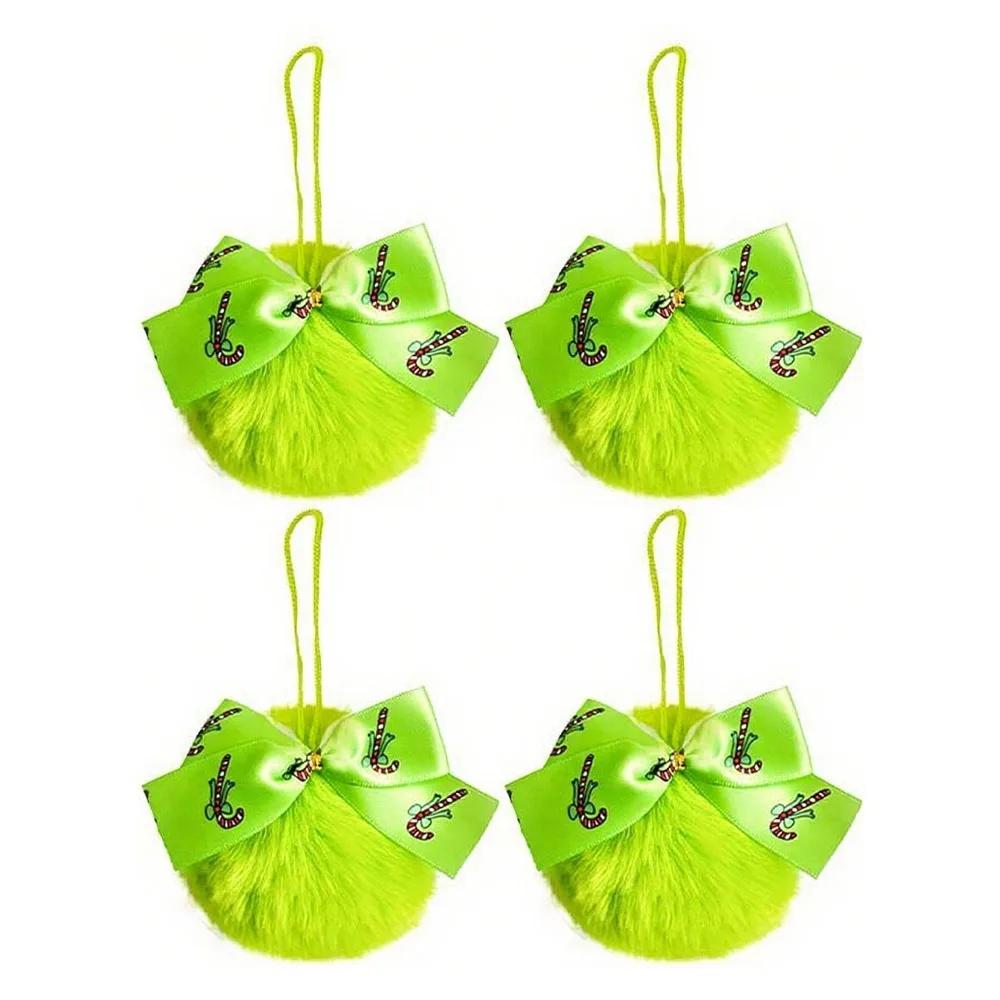 4pcs Green Furry Christmas Tree Decor Novice-friendly Festive Atmosphere Festive Decorations Fun Design Holiday Style