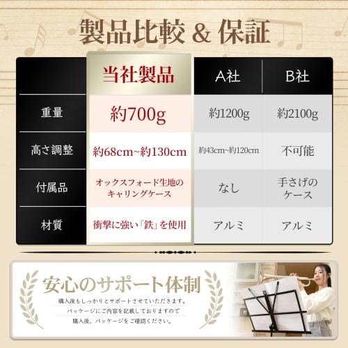 HarmoCraft Music Stand, Lightweight (700g), Includes Durable Oxford Cloth Carrying Bag, Height Adjustable (68-130cm), Steel Construction, Black, Folds