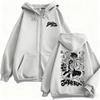 Anime JoJo Bizarre Adventure Graphic Zipper Hoodie Jotaro Kujo Print Zip Up Jacket Men Women Casual Oversized Zip Up Sweatshirt