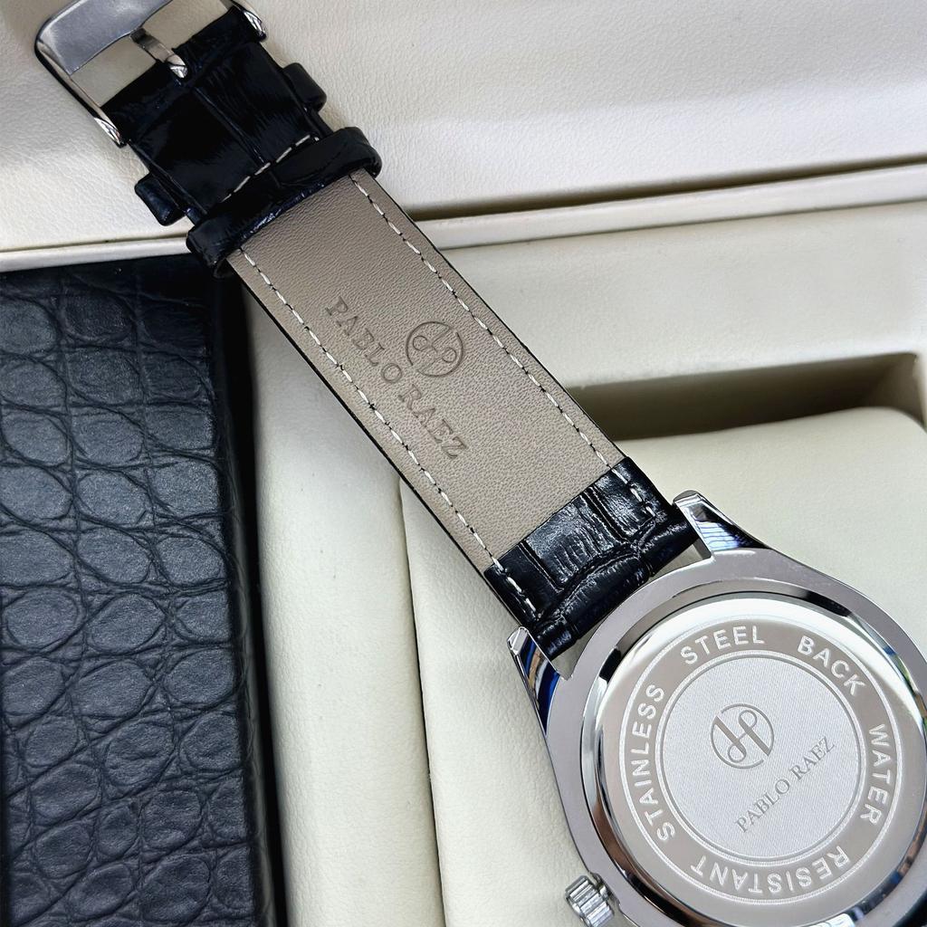 Мужские часы Бренд Бизнес Простые Водонепроницаемые Календарь Кожаный ремешок Мужские Кварцевые Наручные часы (Поставляется с коробкой и запасным аккумулятором)