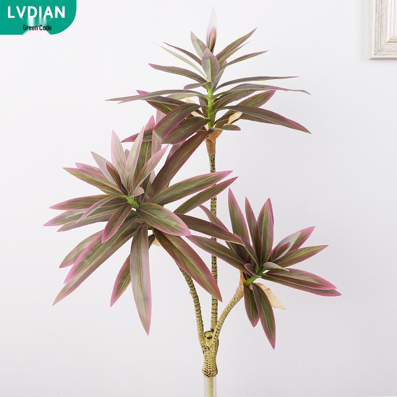 Triple-Stem Artificial Lucky Bamboo with Brazilian Wood Leaves for Living Room Decor