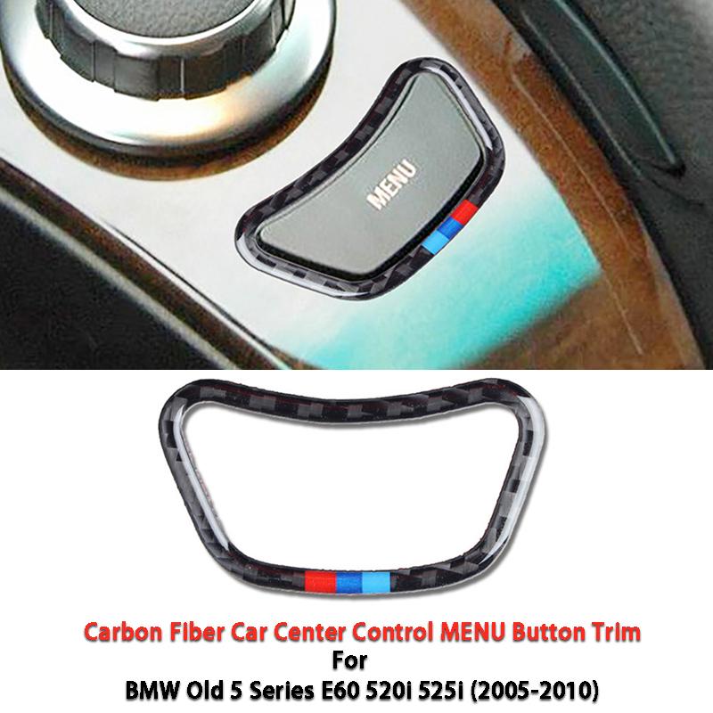 Кнопка меню автомобиля из углеродного волокна, декоративная рамка, наклейки на отделку автомобиля, Стайлинг автомобиля для BMW 5 серии E60 520i 525i 2005-2010 гг.