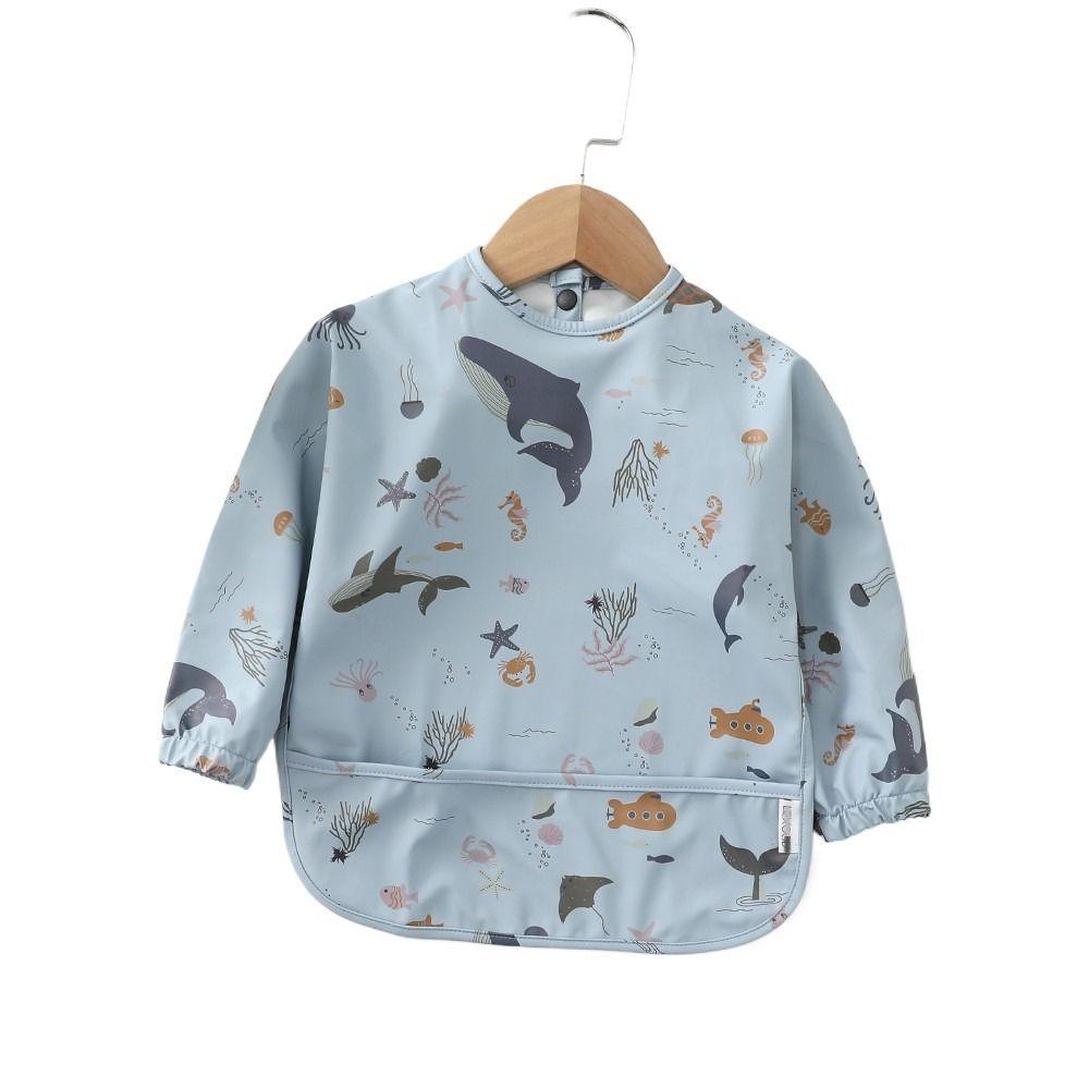 Full Sleeve Mess Proof Baby Bib Machine Washable Baby Smock Soft Full Coverage Apron Baby