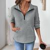 Women's Fashion Casual Solid Color Print Fall Winter Long Sleeve POLO Neck Pullovers & Long Sleeves