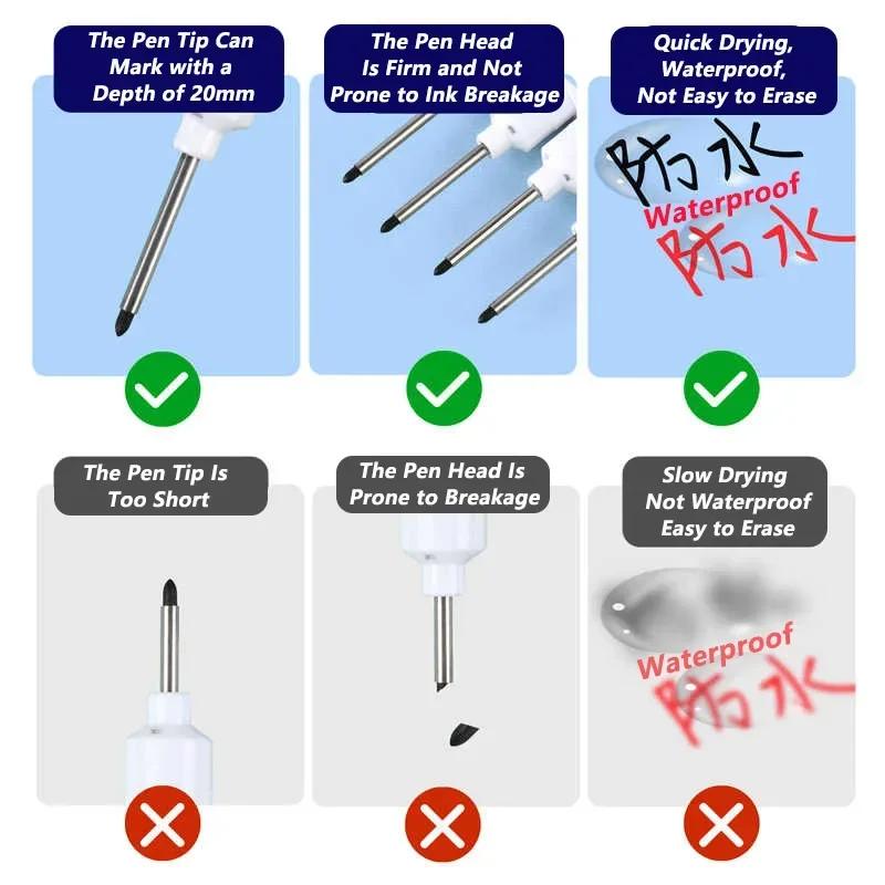 Маркеры с длинным наконечником для глубоких отверстий 20 мм, Перфоратор для металла, Водонепроницаемый, Для ванной комнаты, Деревообработки, Декоративный, Многоцелевой