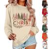 Women's Casual Loose Solid Color Easter Print Round Neck Long Sleeve Hoodie
