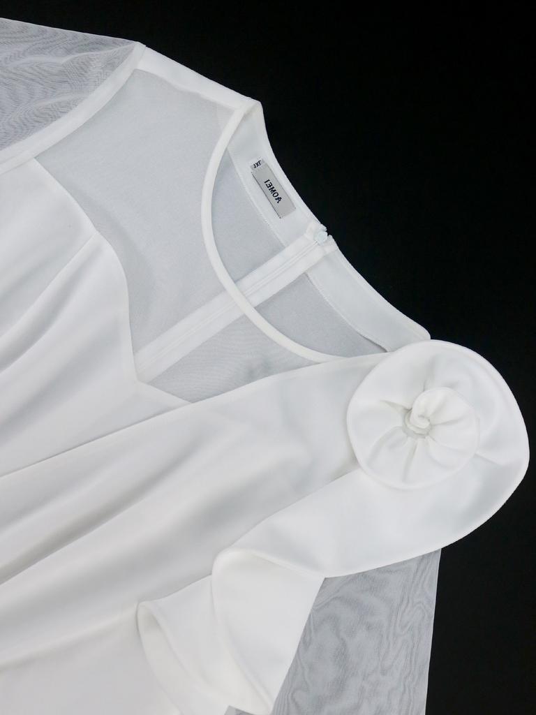 AOMEI Белые платья А-силуэта с круглым вырезом и короткими рукавами, оборками, цветочными вечерними платьями на день рождения, миди-платьями для женщин