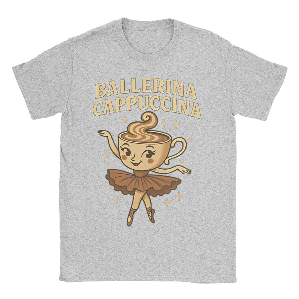 Ballerina Cappuccina Men's T Shirt Italian Brainrot Funny Tees Short Sleeve Round Collar T-Shirt Pure Cotton Plus Size Tops