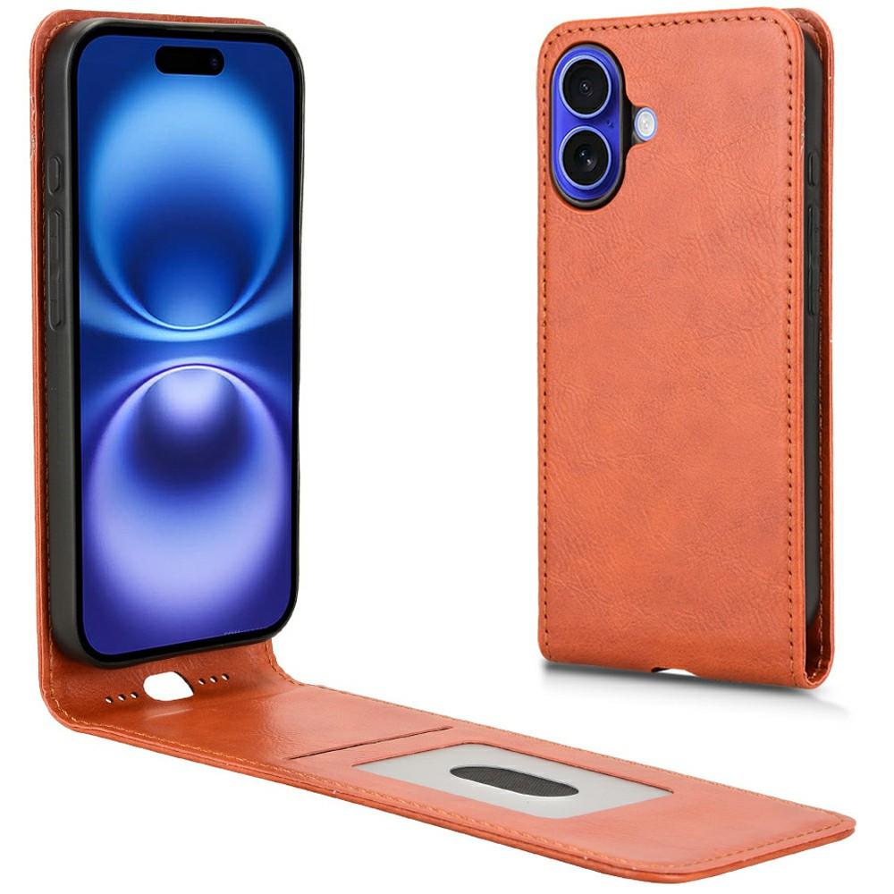 Чехол для iPhone 16 с отделением для карт, магнитный вертикальный кожаный чехол-книжка - черный