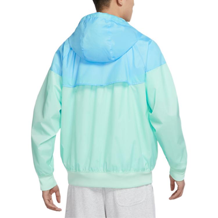 Nike Spliced Hooded Drawstring Zip Jacket With Logo Print Men Outerwear Foam-Mint-Green DA0002-379