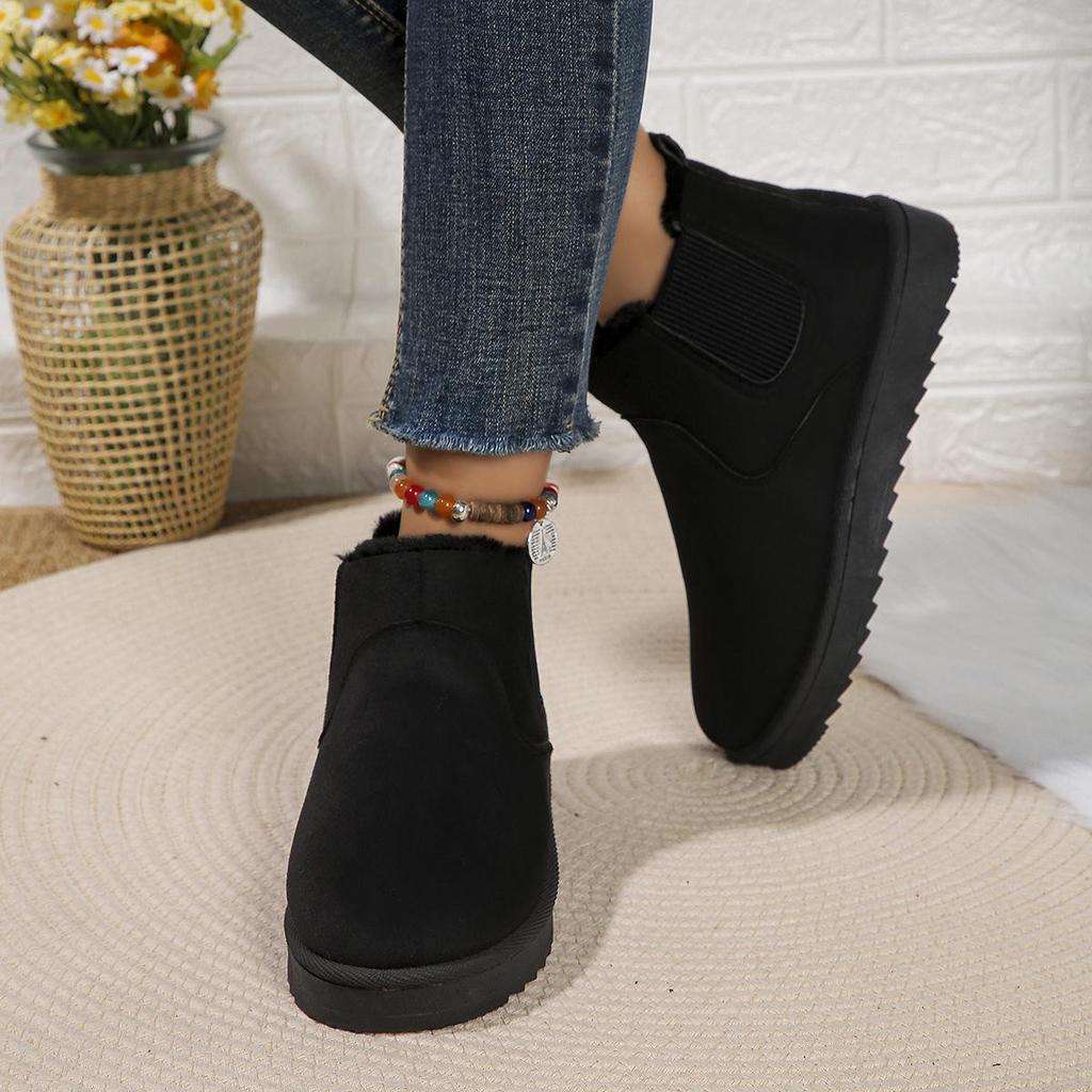 Женские зимние ботинки большого размера 2024 года - теплые бархатные зимние модные короткие слипоны