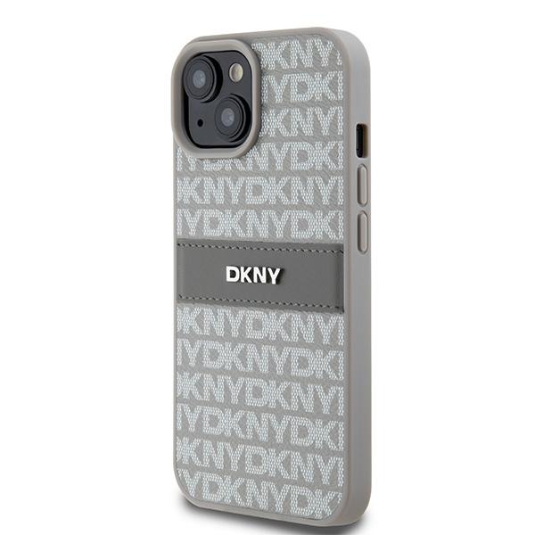 Dkny Dkhcp15Mprthsle Iphone 15 Plus /14 Plus 6.7 Beżowy/Beige Hardcase Leather Mono Stripe & Metal Logo