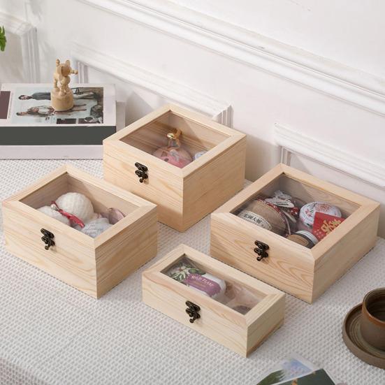 Lockable Decorative Wooden Storage Box Craft Souvenir DIY Organizer Removable Tray Dividers Gift Storage Container