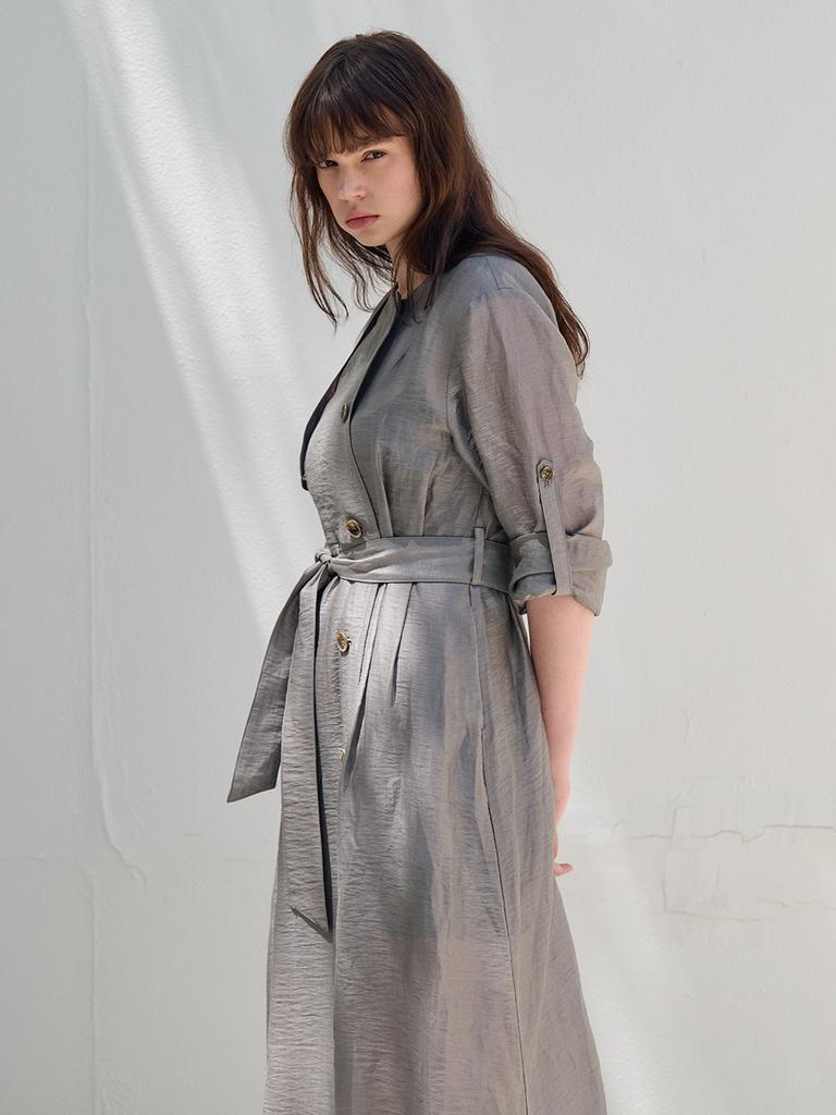 FREAKS BY KIMTAEHOON Hot Summer Linen Blending High-Waisted Trench Dress_Driftwood-Gray