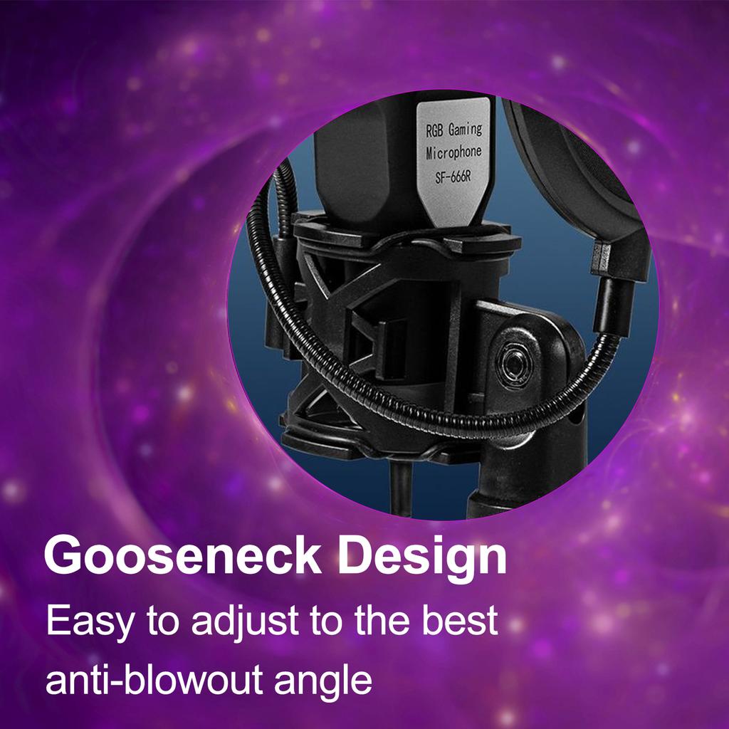 Классический микрофон-конденсатор для интернет-трансляций, светящийся семицветный RGB, противоударный, USB-микрофон для компьютерных видеоигр