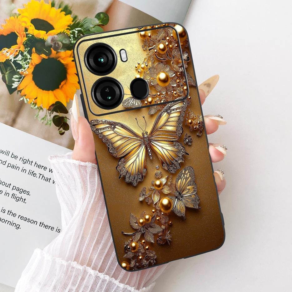 For Itel P40 Plus Case P683L Luxury Butterfly Tree Painted Cover Soft Silicone Phone Case For Itel P40 P662L P 40 ItelP40 + Bags