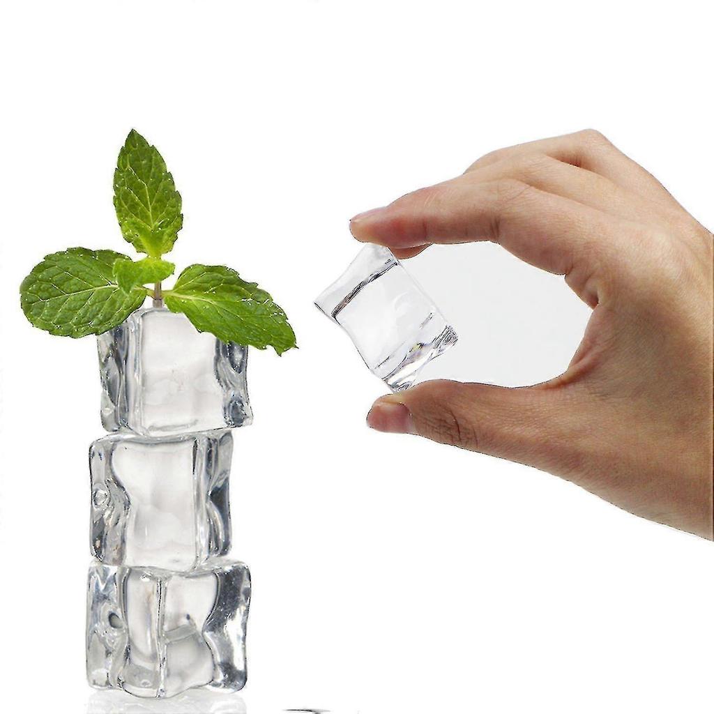50pcs Acrylic Ice Cubes Plastic Refreezable Washable Simulation Ice For Party And Wedding