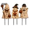 Spooky Pumpkin Yard Signs Halloween Cute Ghost Ground Stakes, Metal Art Sculpture with Pumpkin/Broomstick Elements for Outdoor Path Markers