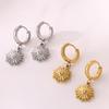 Zircon Sunflower Dangle Earrings For Women Gold Color Stainless Steel Geometric Sunflower Earring Wedding Christmas Jewelry