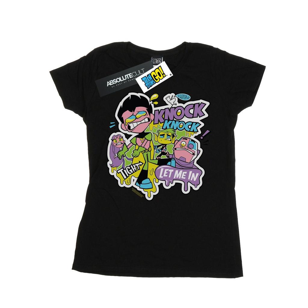 DC Comics Womens/Ladies Teen Titans Go Knock Knock Cotton T-Shirt