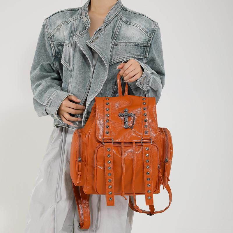 Rivet Fashionable Backpack Large-capacity Backpack Schoolbag Single-shoulder Bag Crossbody Bag