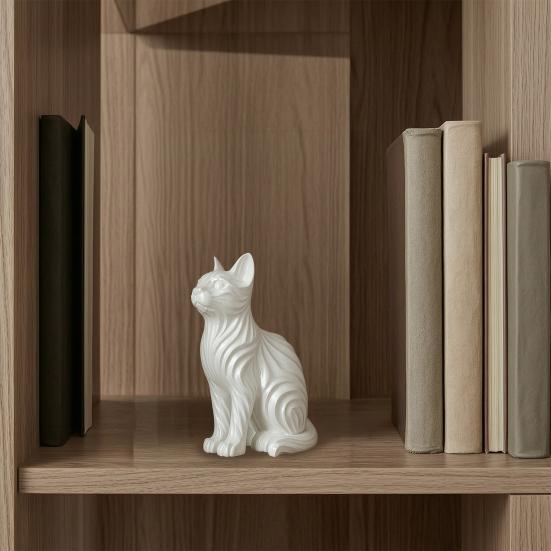3D-печатные фигурки кошек, Современные художественные украшения для любителей кошек, Художественная скульптура кошки на устойчивом основании для прихожей дома