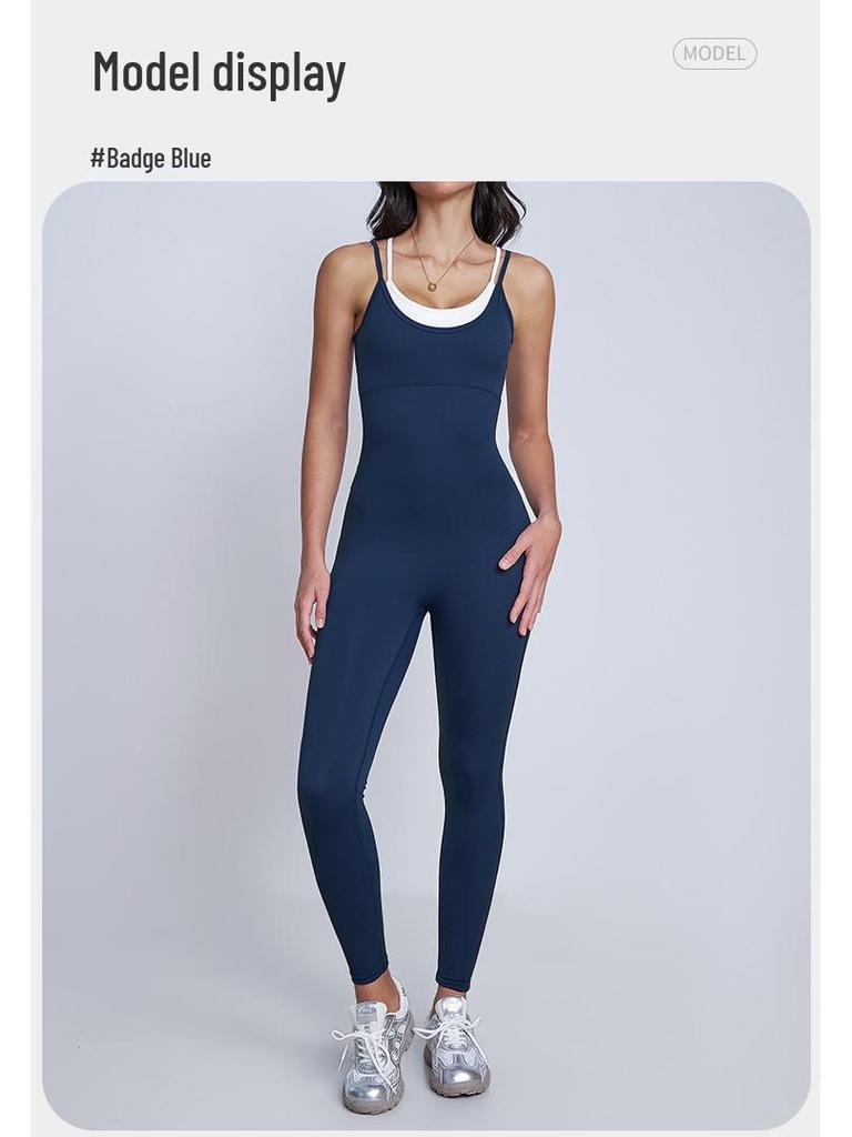 Двухцветный комбинезон-слинг с открытой спиной для занятий спортом на открытом воздухе и йогой